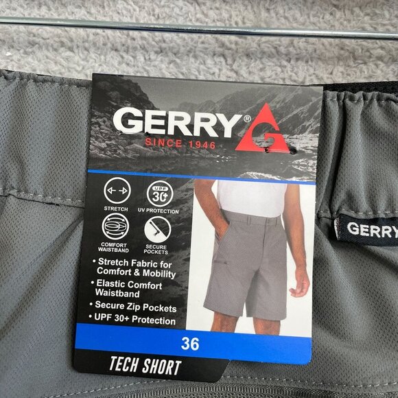 NEW Gerry Men's Size 36 Tech Shorts Gray Stretch Fabric Elastic Waistband UPF - Picture 4 of 6